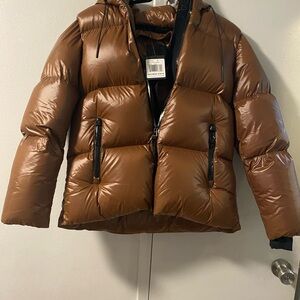 Brown Puffer Jacket with Hood
